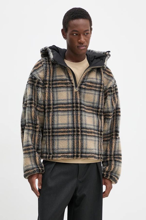 Y/Project Dukserica od flisa Y/Project INSERT HOOD FLEECE PULLOVER boja: bež, s kapuljačom, s uzorkom, 209JA003