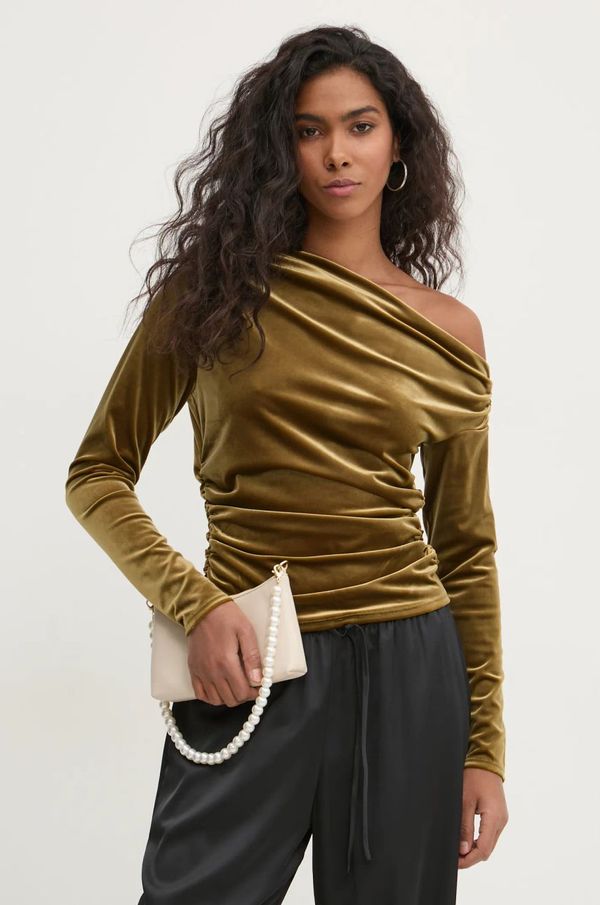 Abercrombie & Fitch Dukserica od velura Abercrombie & Fitch boja: zelena, bez uzorka, KI139-4785