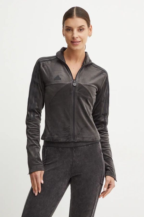 adidas Dukserica od velura adidas Tiro boja: siva, bez uzorka, JJ4666