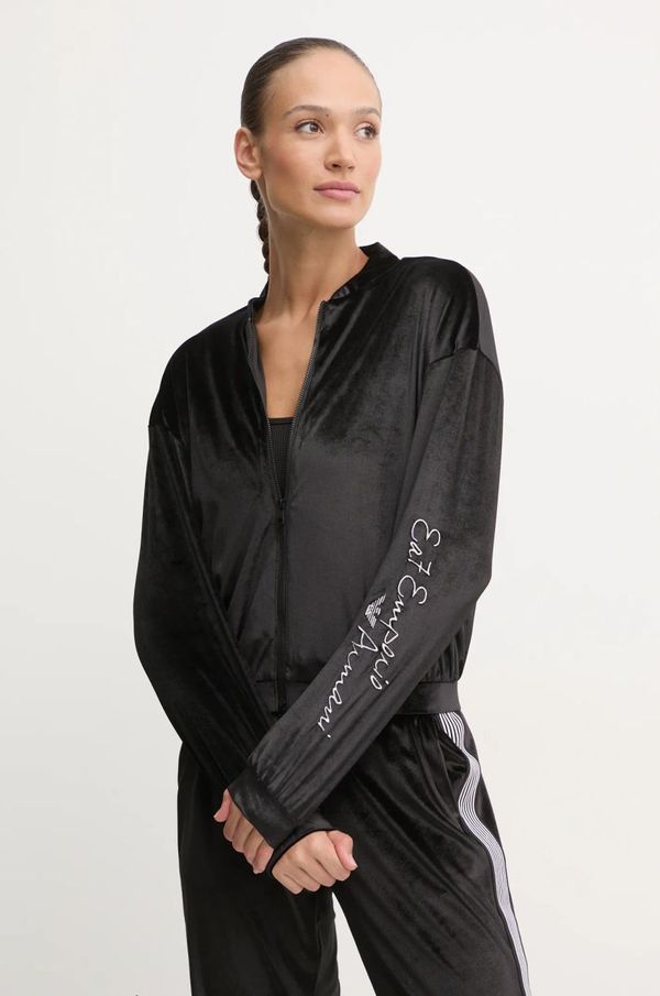 EA7 Emporio Armani Dukserica od velura EA7 Emporio Armani boja: crna, s aplikacijom, TJZDZ.6DTM27