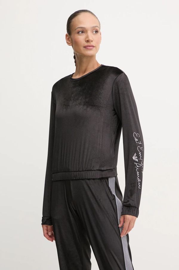 EA7 Emporio Armani Dukserica od velura EA7 Emporio Armani boja: crna, s aplikacijom, TJZDZ.6DTM28