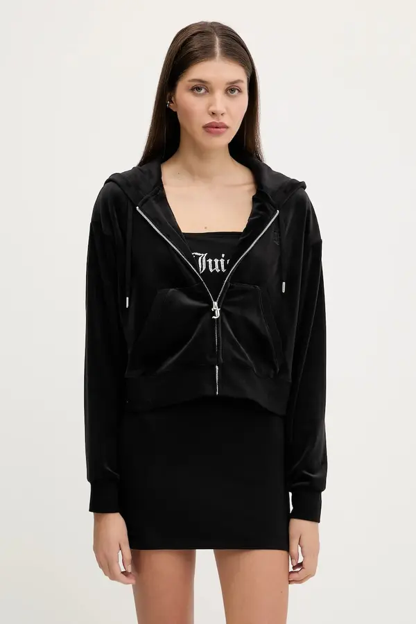 Juicy Couture Dukserica od velura Juicy Couture BRENDAL CROP OVERSIZED HOODIE