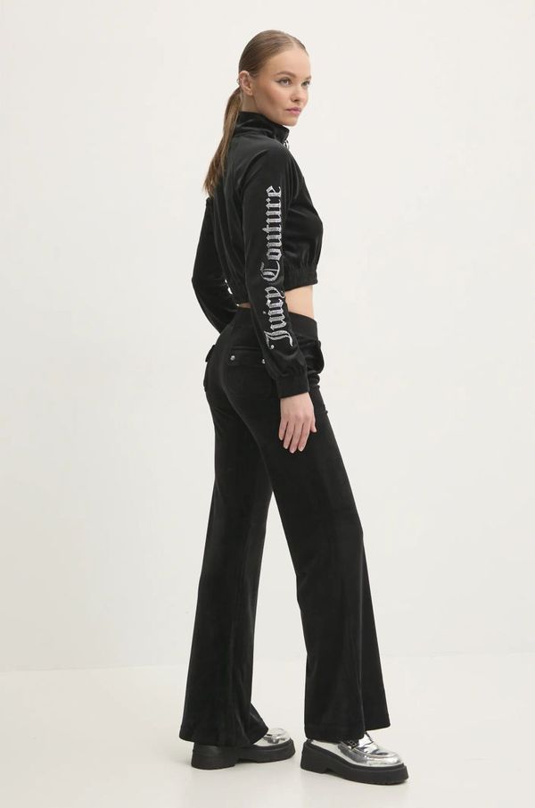 Juicy Couture Dukserica od velura Juicy Couture TASHA LOGO TRACKTOP boja: crna, bez uzorka, JCWCT24305