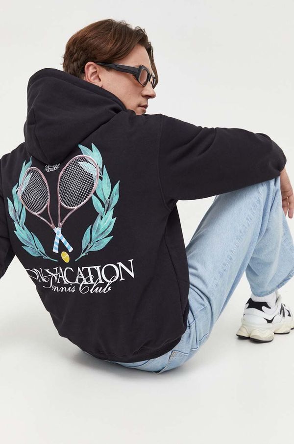 On Vacation Dukserica On Vacation za muškarce, boja: crna, s kapuljačom, s aplikacijom