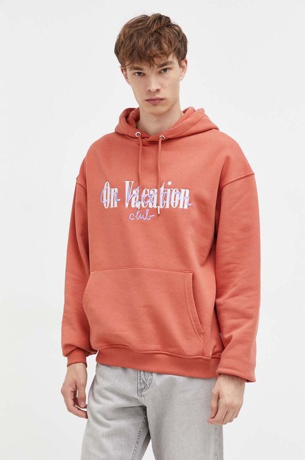 On Vacation Dukserica On Vacation za muškarce, boja: narančasta, s kapuljačom, s aplikacijom