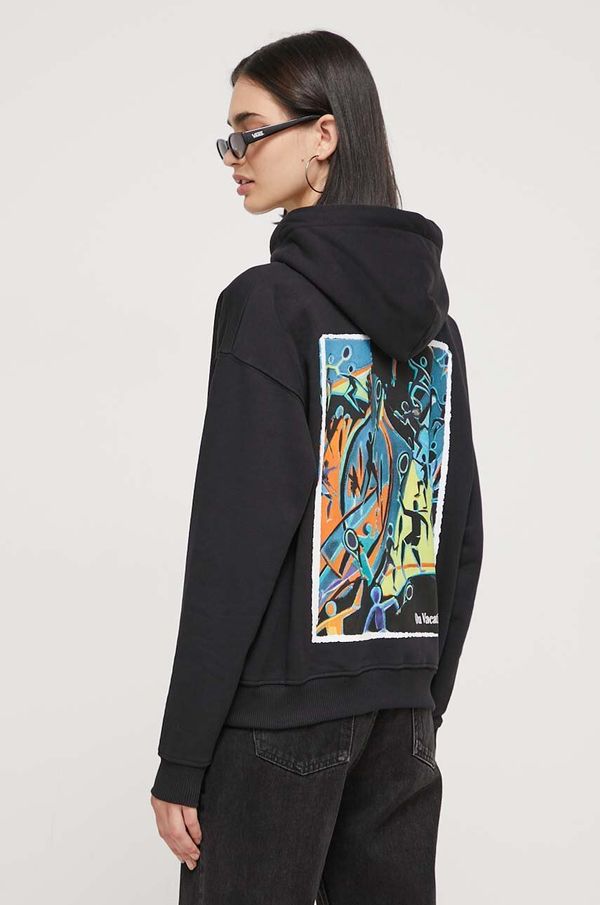 On Vacation Dukserica On Vacation za žene, boja: crna, s kapuljačom, s tiskom