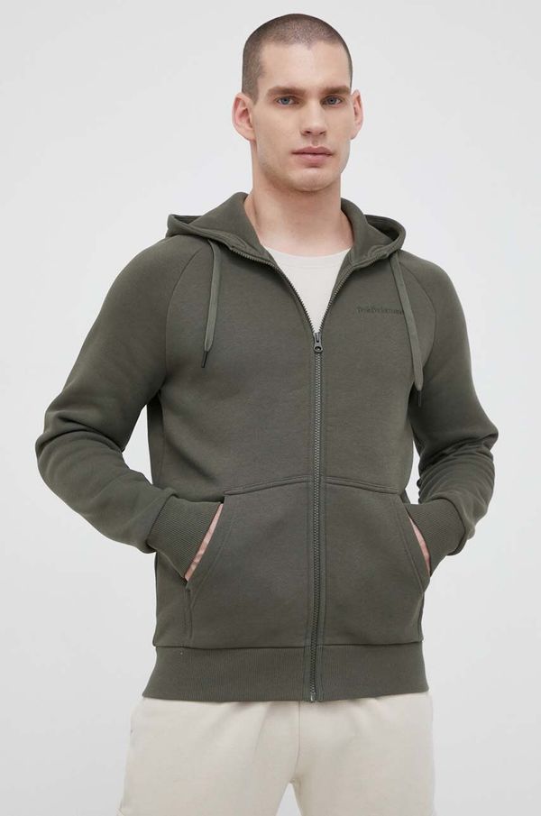 Peak Performance Dukserica Peak Performance za muškarce, boja: zelena, s kapuljačom, glatka