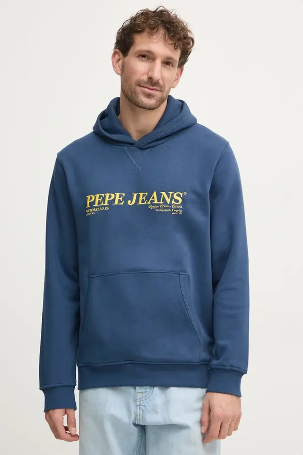 Pepe Jeans Dukserica Pepe Jeans DYLAN HOODIE za muškarce, boja: tamno plava, s kapuljačom, s aplikacijom, PM582755