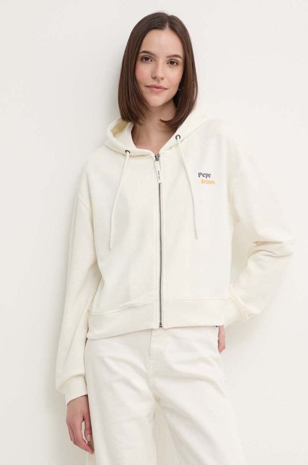 Pepe Jeans Dukserica Pepe Jeans EDNA za žene, boja: bež, s kapuljačom, s tiskom, PL581445