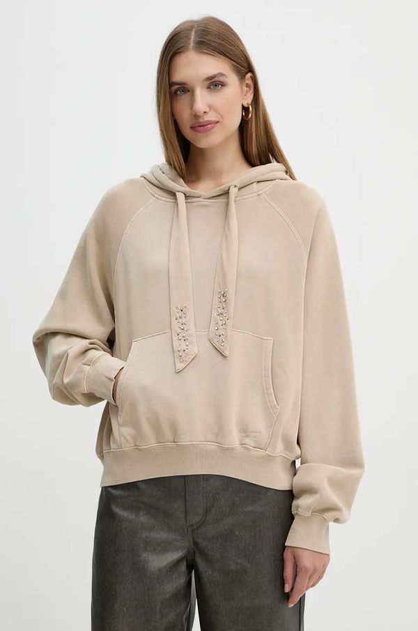 Pepe Jeans Dukserica Pepe Jeans FALISTA za žene, boja: bež, s kapuljačom, bez uzorka, PL581451