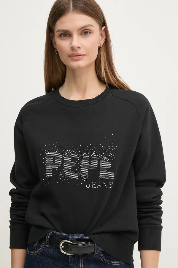 Pepe Jeans Dukserica Pepe Jeans LUNA za žene, boja: crna, s aplikacijom, PL581466
