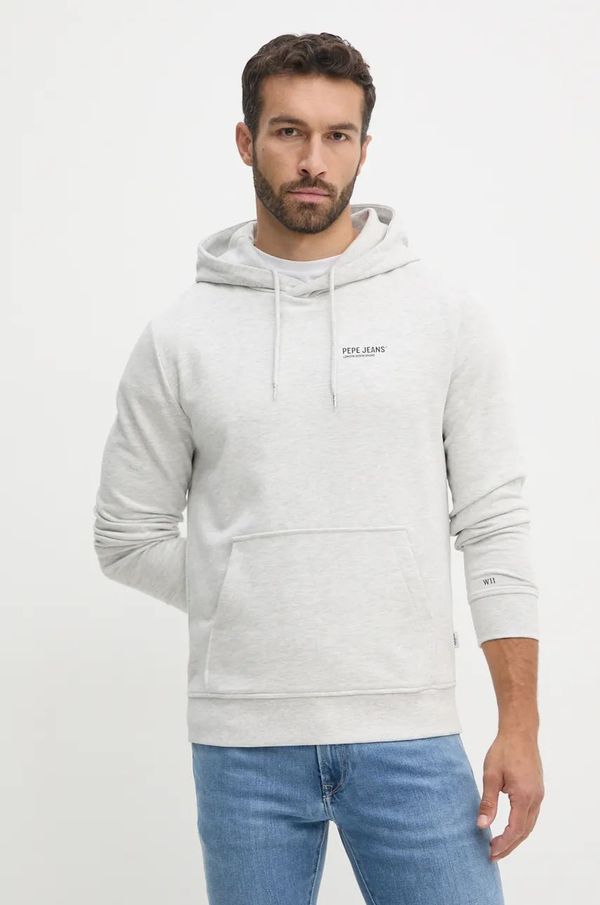 Pepe Jeans Dukserica Pepe Jeans SAM HOODIE za muškarce, boja: siva, s kapuljačom, s tiskom, PM582700