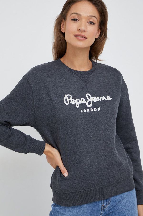 Pepe Jeans Dukserica Pepe Jeans za žene, boja: siva, s aplikacijom