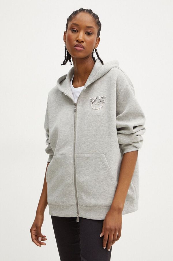 Pinko Dukserica Pinko za žene, boja: siva, s kapuljačom, melanž, 104122 A2A5