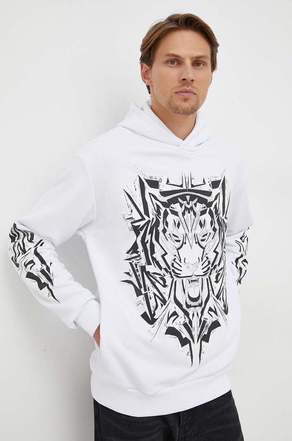 Plein Sport Dukserica PLEIN SPORT za muškarce, boja: bijela, s kapuljačom, s tiskom