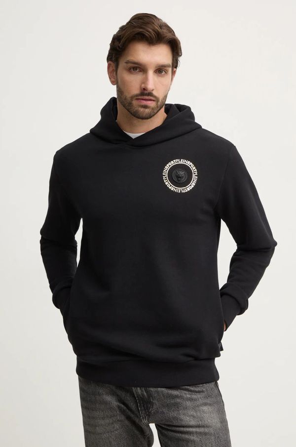 Plein Sport Dukserica PLEIN SPORT za muškarce, boja: crna, s kapuljačom, s aplikacijom, AADC MJB3557 STE001N