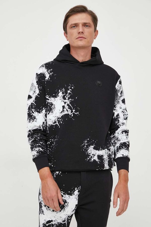 Plein Sport Dukserica PLEIN SPORT za muškarce, boja: crna, s kapuljačom, s tiskom