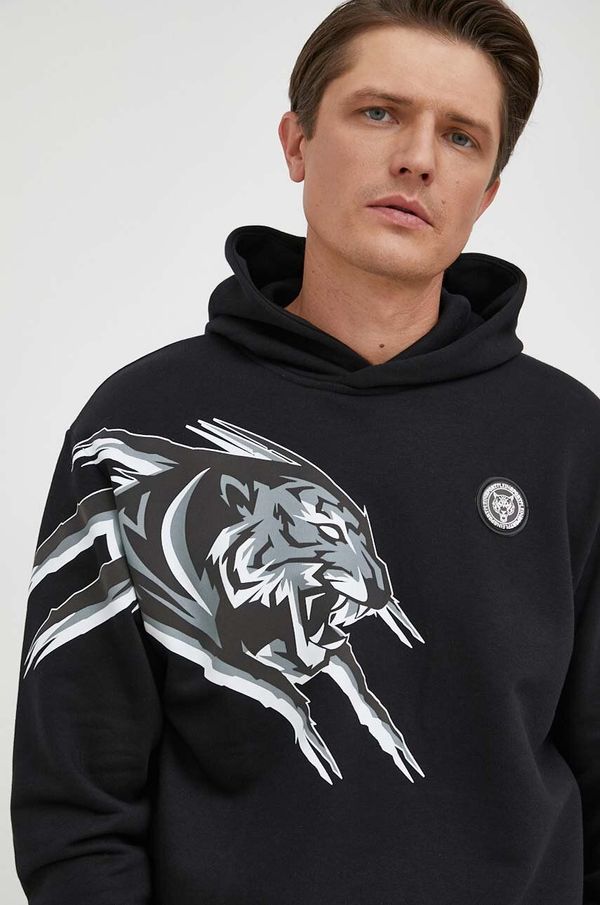 Plein Sport Dukserica PLEIN SPORT za muškarce, boja: crna, s kapuljačom, s tiskom