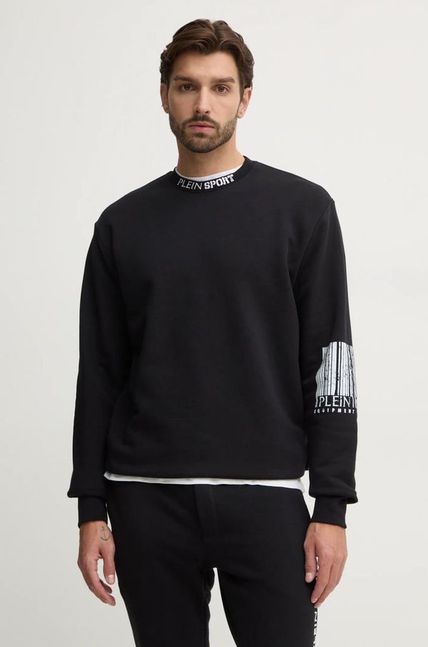 Plein Sport Dukserica PLEIN SPORT za muškarce, boja: crna, s tiskom, AADC MJO1320 STE003N