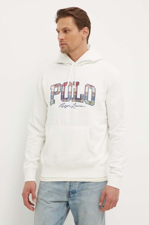 Polo Ralph Lauren Dukserica Polo Ralph Lauren za muškarce, boja: bijela, s kapuljačom, s aplikacijom, 710941854