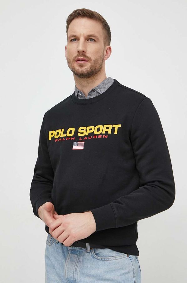 Polo Ralph Lauren Dukserica Polo Ralph Lauren za muškarce, boja: crna, s tiskom