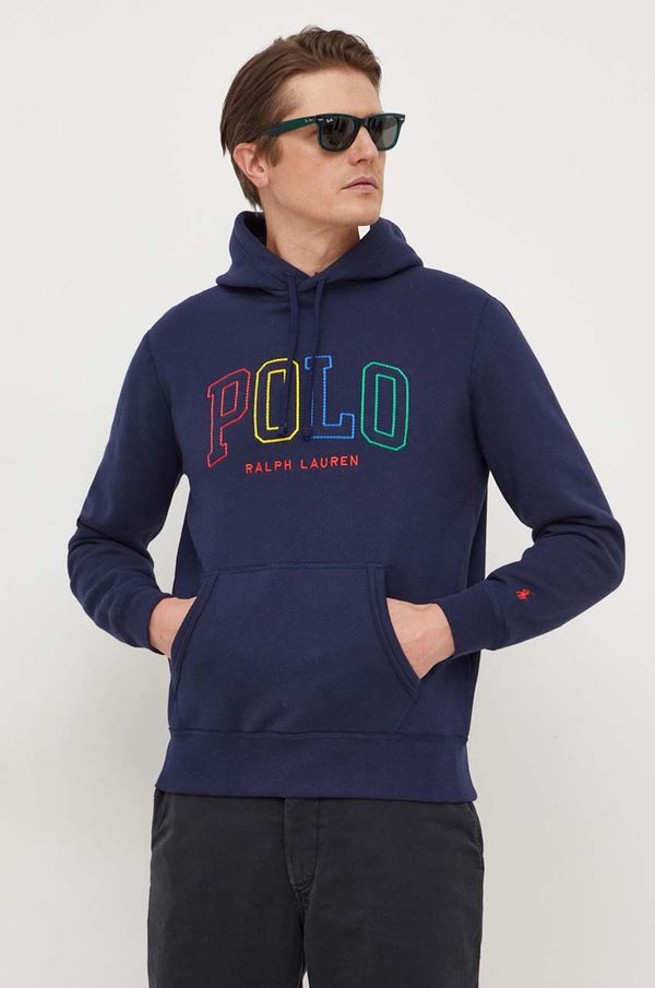 Polo Ralph Lauren Dukserica Polo Ralph Lauren za muškarce, boja: tamno plava, s kapuljačom, s aplikacijom