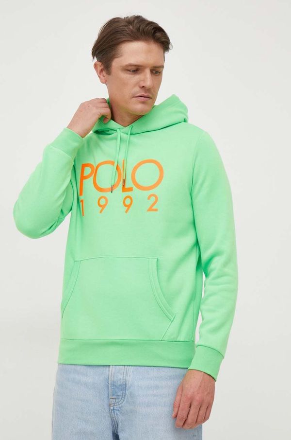 Polo Ralph Lauren Dukserica Polo Ralph Lauren za muškarce, boja: zelena, s kapuljačom, s tiskom, 710926979