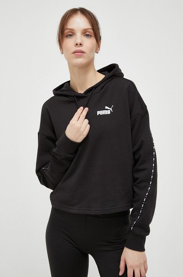 Puma Dukserica Puma boja: crna, s kapuljačom, s tiskom