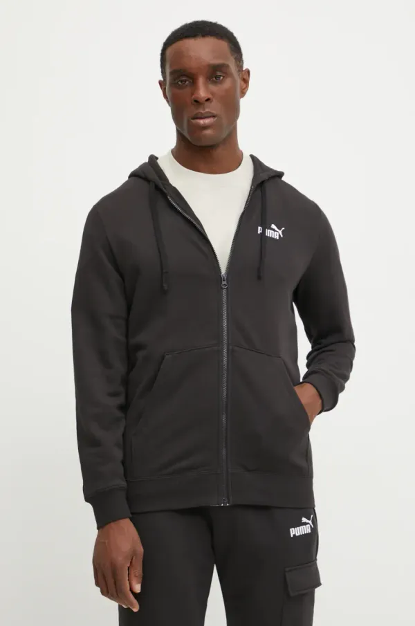 Puma Dukserica Puma za muškarce, boja: crna, s kapuljačom, s aplikacijom, 682588
