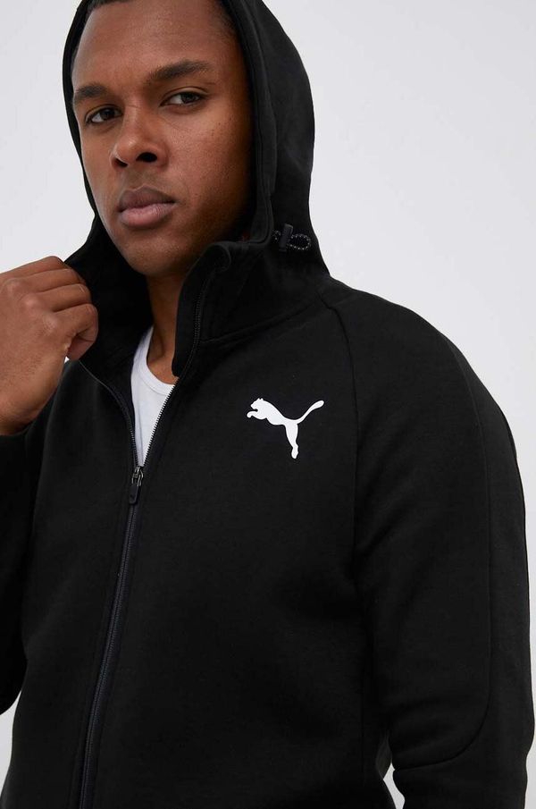 Puma Dukserica Puma za muškarce, boja: crna, s kapuljačom, s tiskom