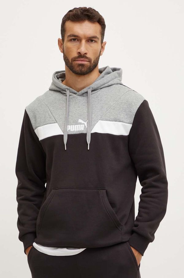 Puma Dukserica Puma za muškarce, boja: crna, s kapuljačom, s uzorkom, 681731