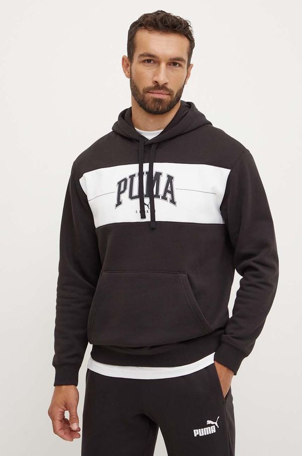 Puma Dukserica Puma za muškarce, boja: crna, s kapuljačom, s uzorkom, 681796