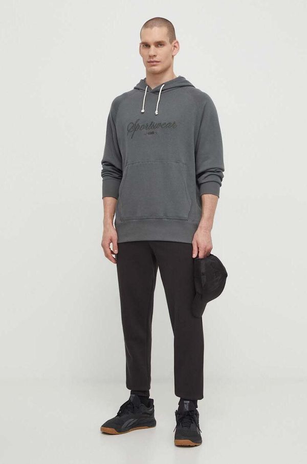 Puma Dukserica Puma za muškarce, boja: siva, s kapuljačom, aplikacijom