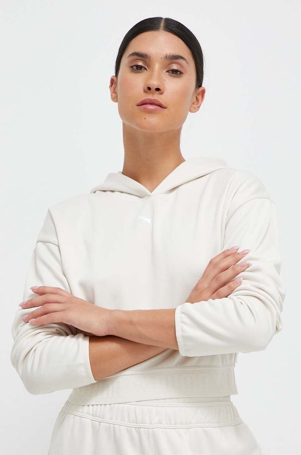 Puma Dukserica Puma za žene, boja: bež, s kapuljačom, bez uzorka