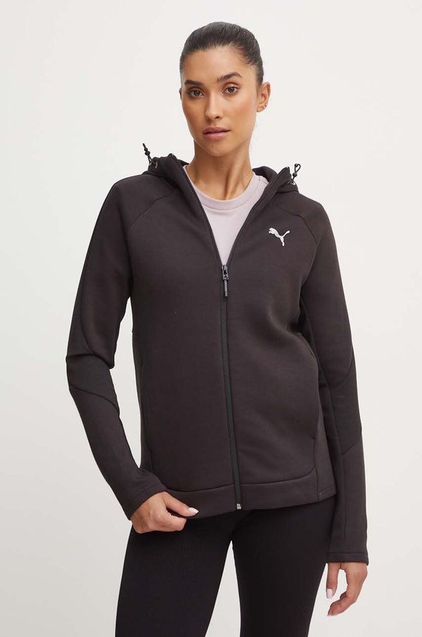 Puma Dukserica Puma za žene, boja: crna, s kapuljačom, bez uzorka, 681670