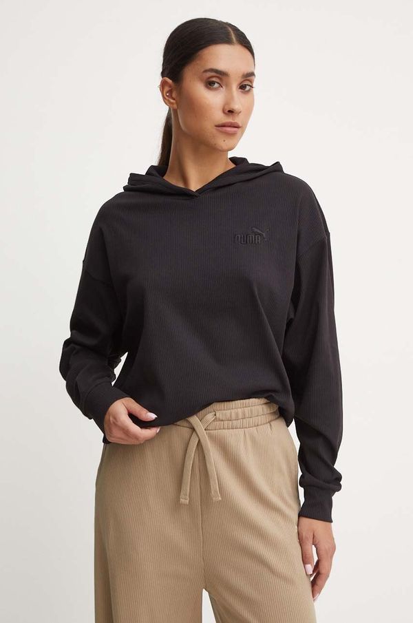 Puma Dukserica Puma za žene, boja: crna, s kapuljačom, bez uzorka, 682503