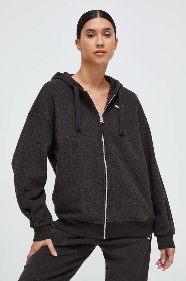 Puma Dukserica Puma za žene, boja: crna, s kapuljačom, bez uzorka