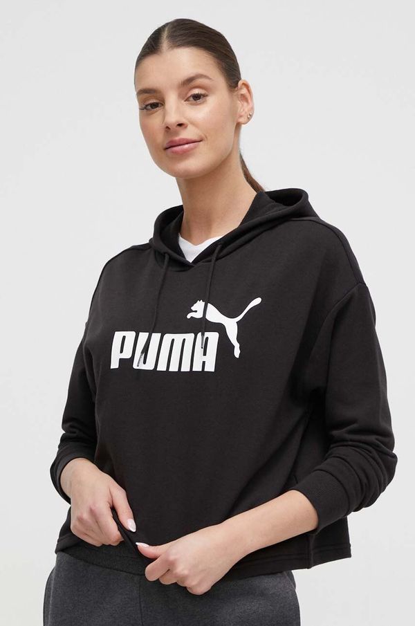 Puma Dukserica Puma za žene, boja: crna, s kapuljačom, tiskom