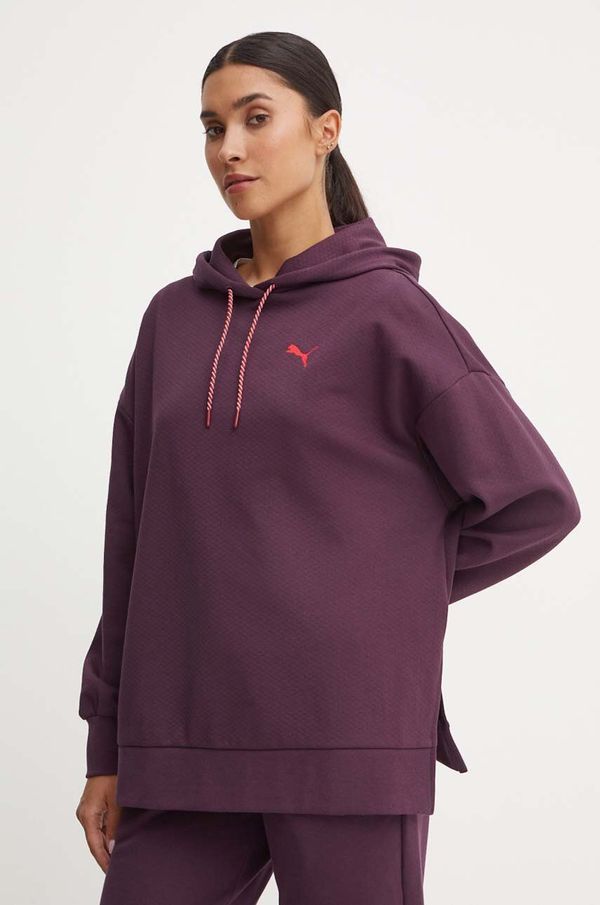 Puma Dukserica Puma za žene, boja: ljubičasta, s kapuljačom, bez uzorka, 626636