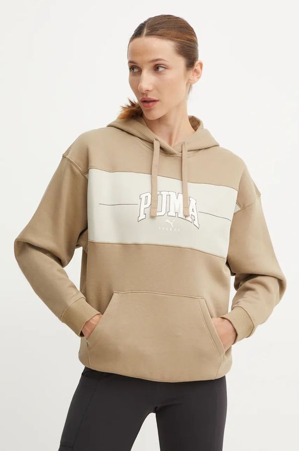 Puma Dukserica Puma za žene, boja: zelena, s kapuljačom, s uzorkom, 681540