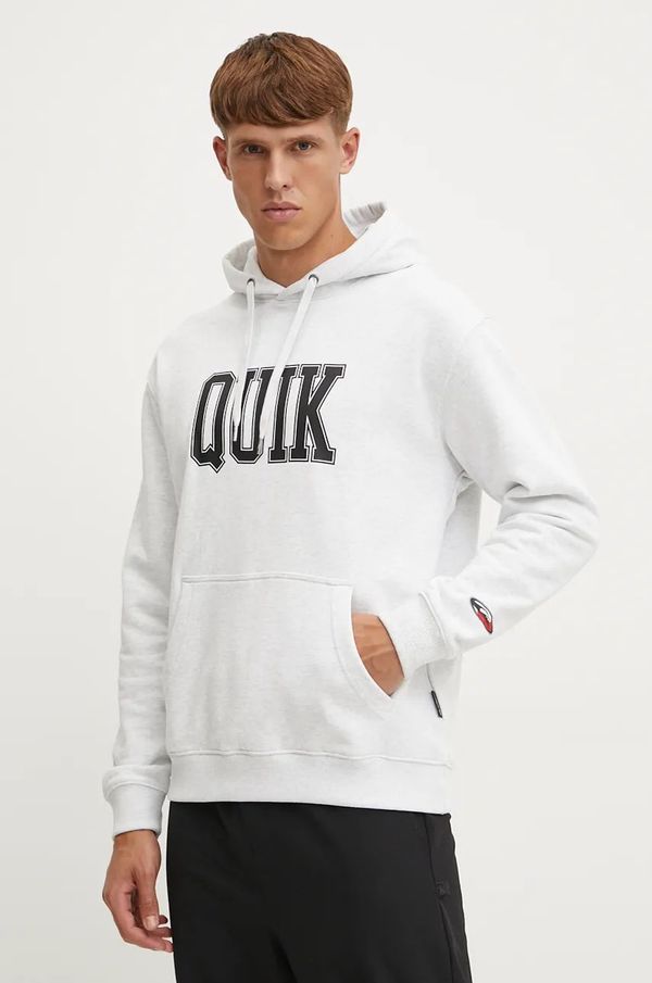 Quiksilver Dukserica Quiksilver Griffin Hoodie za muškarce, boja: siva, s kapuljačom, s tiskom, AQYFT03407