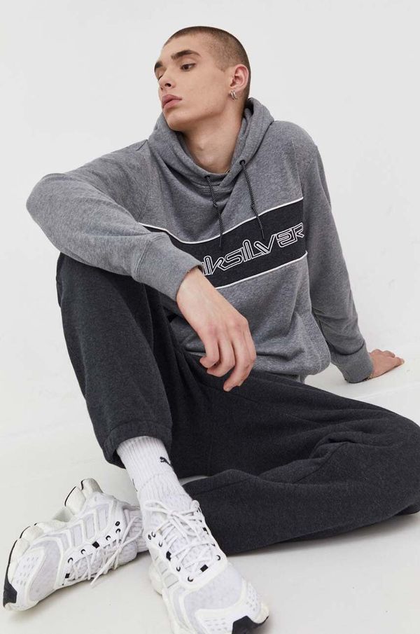 Quiksilver Dukserica Quiksilver za muškarce, boja: siva, s kapuljačom, s uzorkom