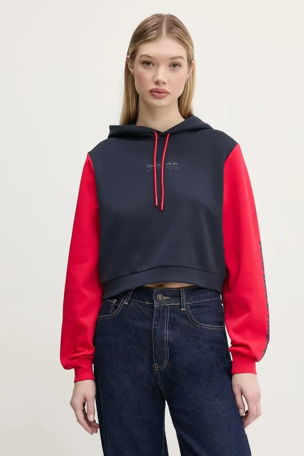 Red Bull Racing x Pepe Jeans Dukserica Red Bull Racing x Pepe Jeans COLOUR BLOCK HOODY za žene, boja: tamno plava, s kapuljačom, s tiskom, RL580007