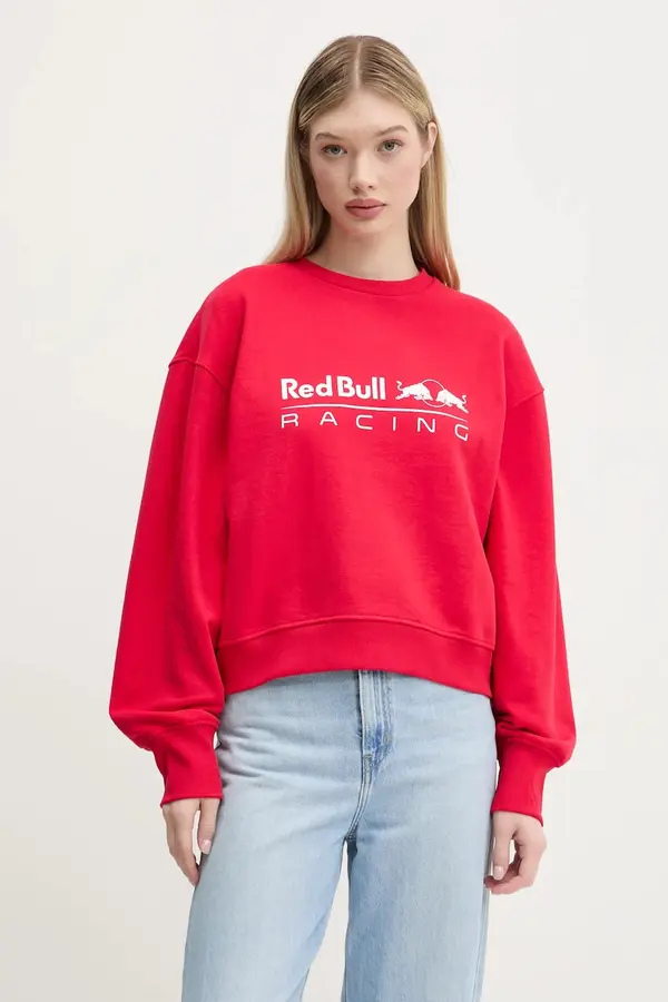 Red Bull Racing x Pepe Jeans Dukserica Red Bull Racing x Pepe Jeans LOGO CREW za žene, boja: crvena, s tiskom, RL580012