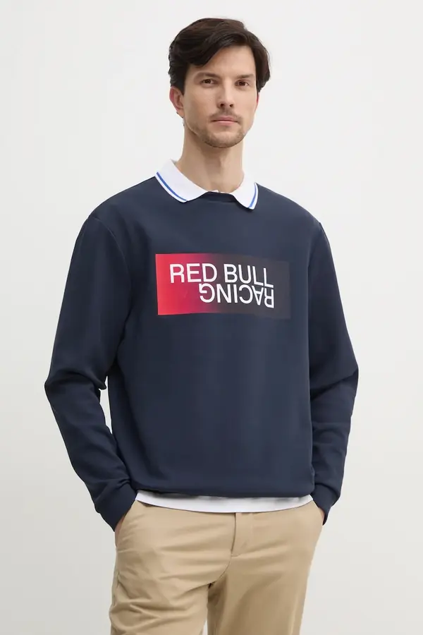 Red Bull Racing x Pepe Jeans Dukserica Red Bull Racing x Pepe Jeans OMBRE LOGO CREW za muškarce, boja: tamno plava, s tiskom, RM580012