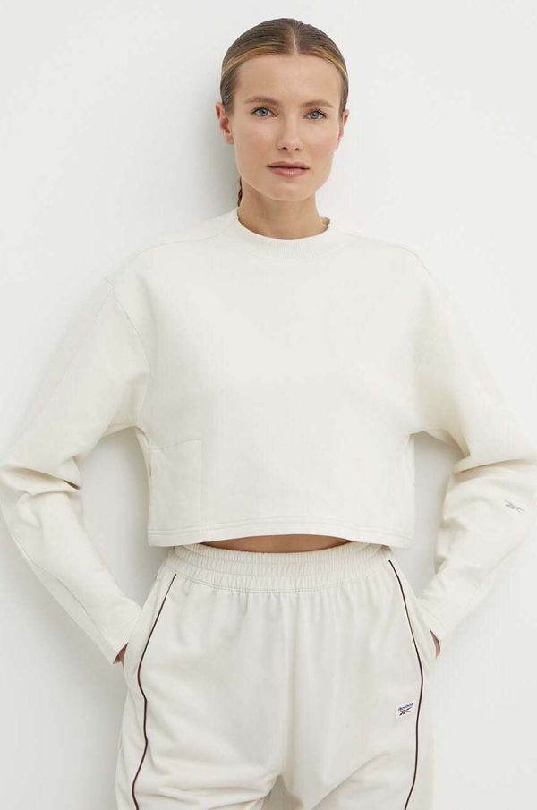 Reebok Dukserica Reebok Active Collective za žene, boja: bež, bez uzorka, 100076297