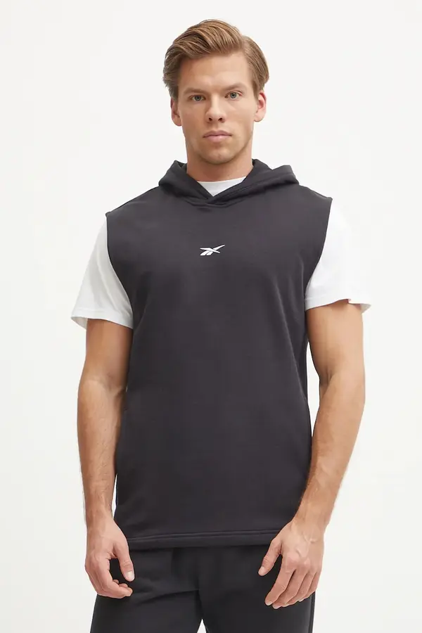 Reebok Dukserica Reebok boja: crna, s kapuljačom, s tiskom, 100214097