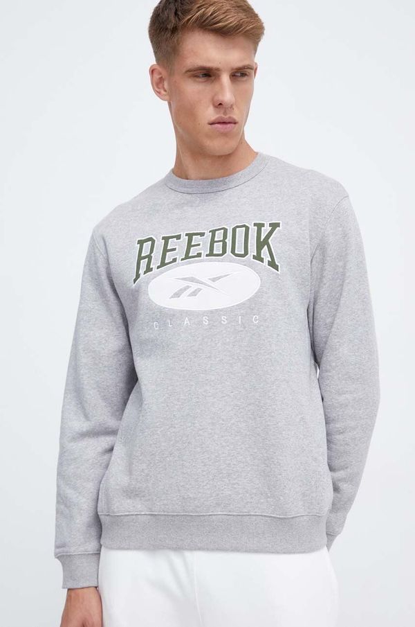 Reebok Classic Dukserica Reebok Classic za muškarce, boja: siva, s aplikacijom