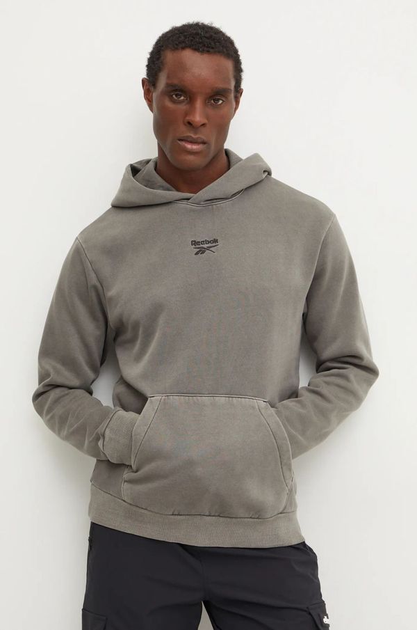 Reebok Dukserica Reebok Identity Washed za muškarce, boja: siva, s kapuljačom, bez uzorka, 100205480