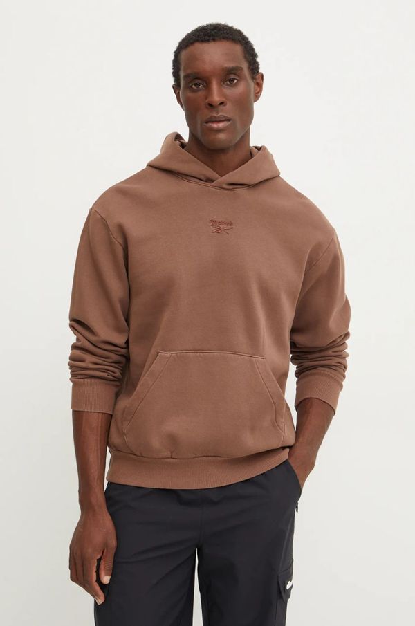 Reebok Dukserica Reebok Identity Washed za muškarce, boja: smeđa, s kapuljačom, bez uzorka, 100205481